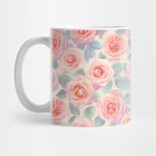 Oversized Opal Pink and Peach Painted Roses Mug